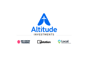 Altitude Investments logo above the logos of its portfolio companies, including We Know Training.